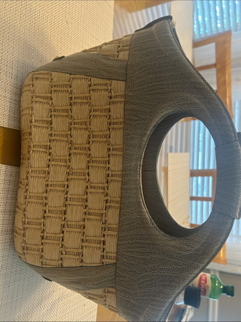 Brahmin Taupe and Natural Woven Tote